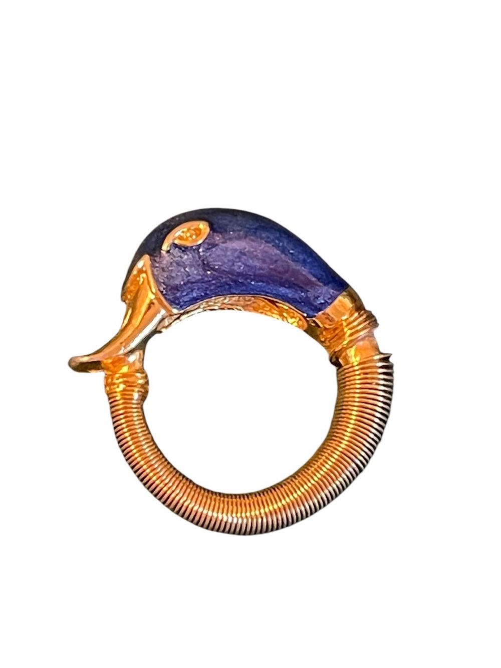 *RARE* Vintage Orena Paris Mallard Duck Head Coiled Stretch Ring - Picture 7 of 11